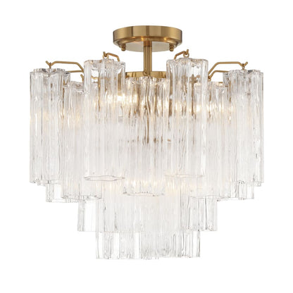 Addis 4 - Light 18" Semi - Flush Waterfall Ceiling Fixture Clear Glass - Zelno Lighting