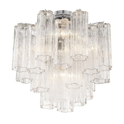Addis 4 - Light 18" Semi - Flush Waterfall Ceiling Fixture Clear Glass - Zelno Lighting