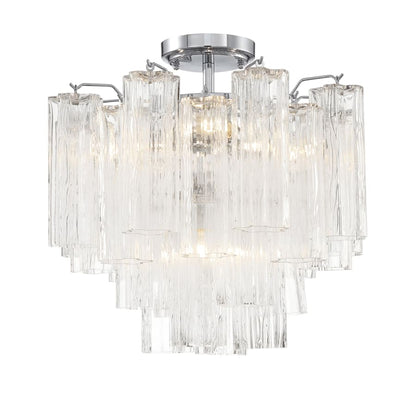 Addis 4 - Light 18" Semi - Flush Waterfall Ceiling Fixture Clear Glass - Zelno Lighting