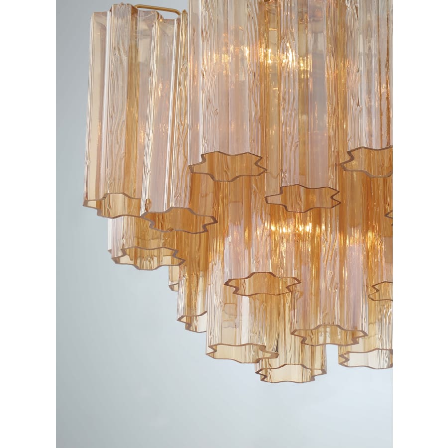 Addis 4 Light 18in Semi - Flush Waterfall Ceiling Fixture Amber Glass - Zelno Lighting