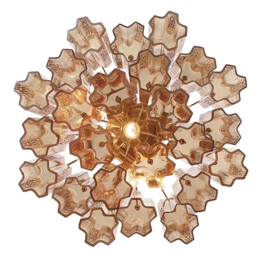 Addis 4 Light 18in Semi - Flush Waterfall Ceiling Fixture Amber Glass - Zelno Lighting