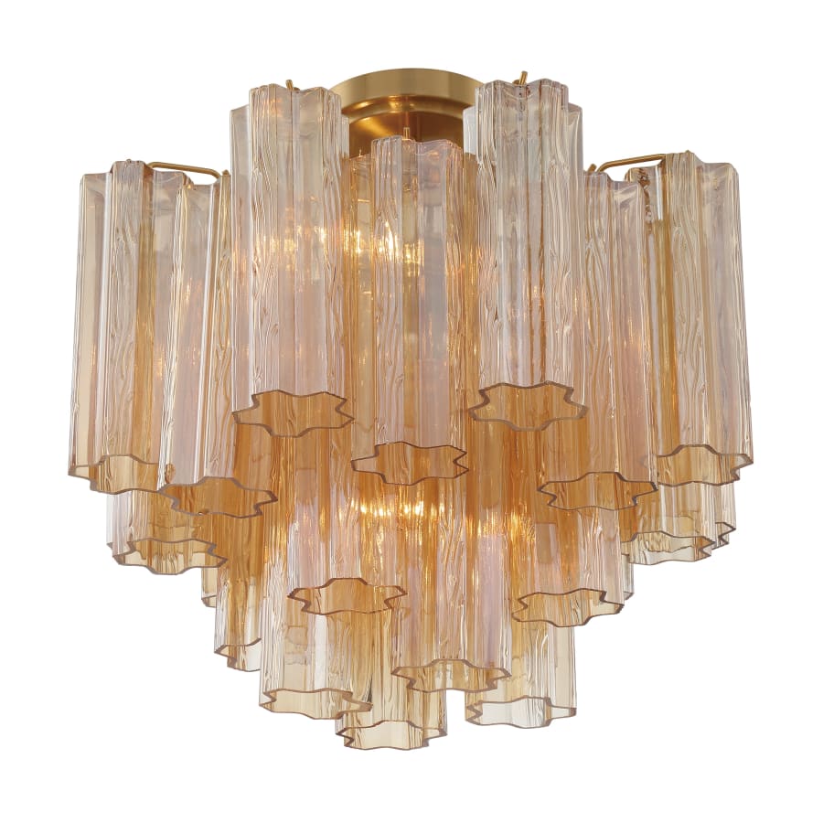 Addis 4 Light 18in Semi - Flush Waterfall Ceiling Fixture Amber Glass - Zelno Lighting