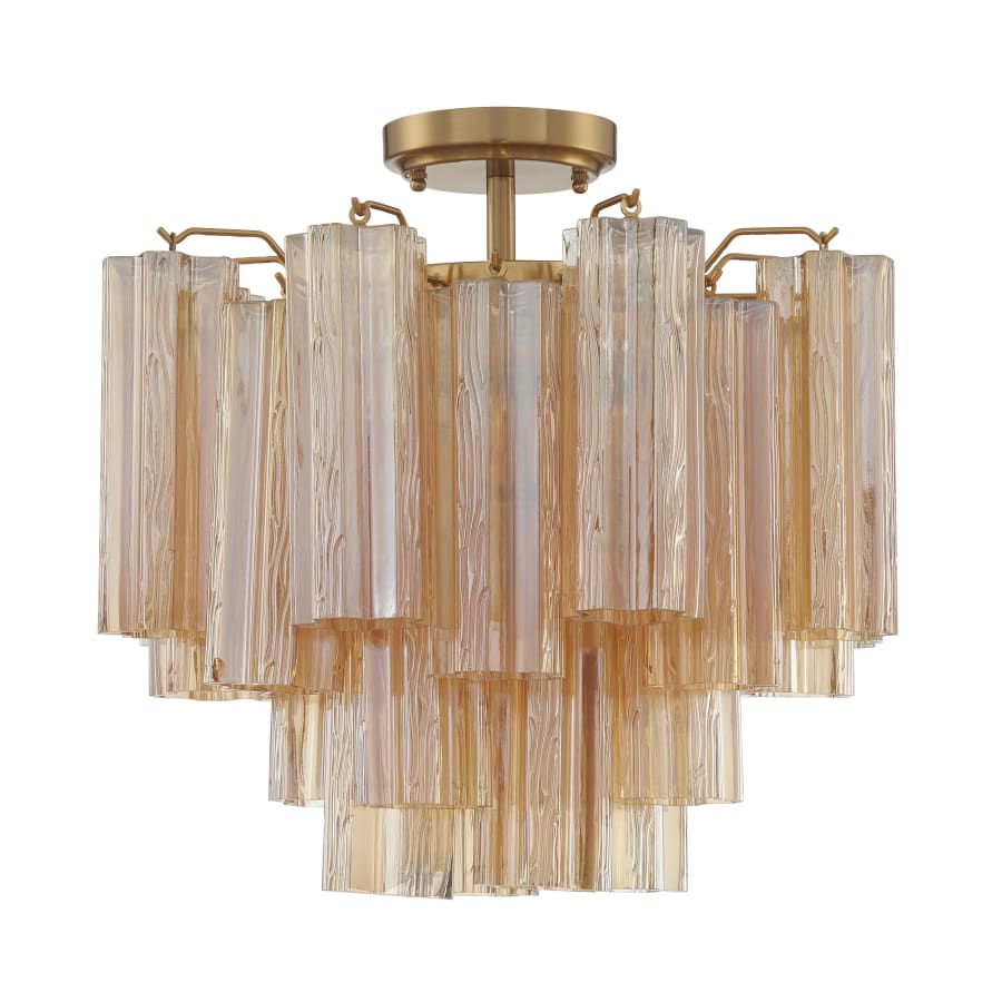 Addis 4 Light 18in Semi - Flush Waterfall Ceiling Fixture Amber Glass - Zelno Lighting