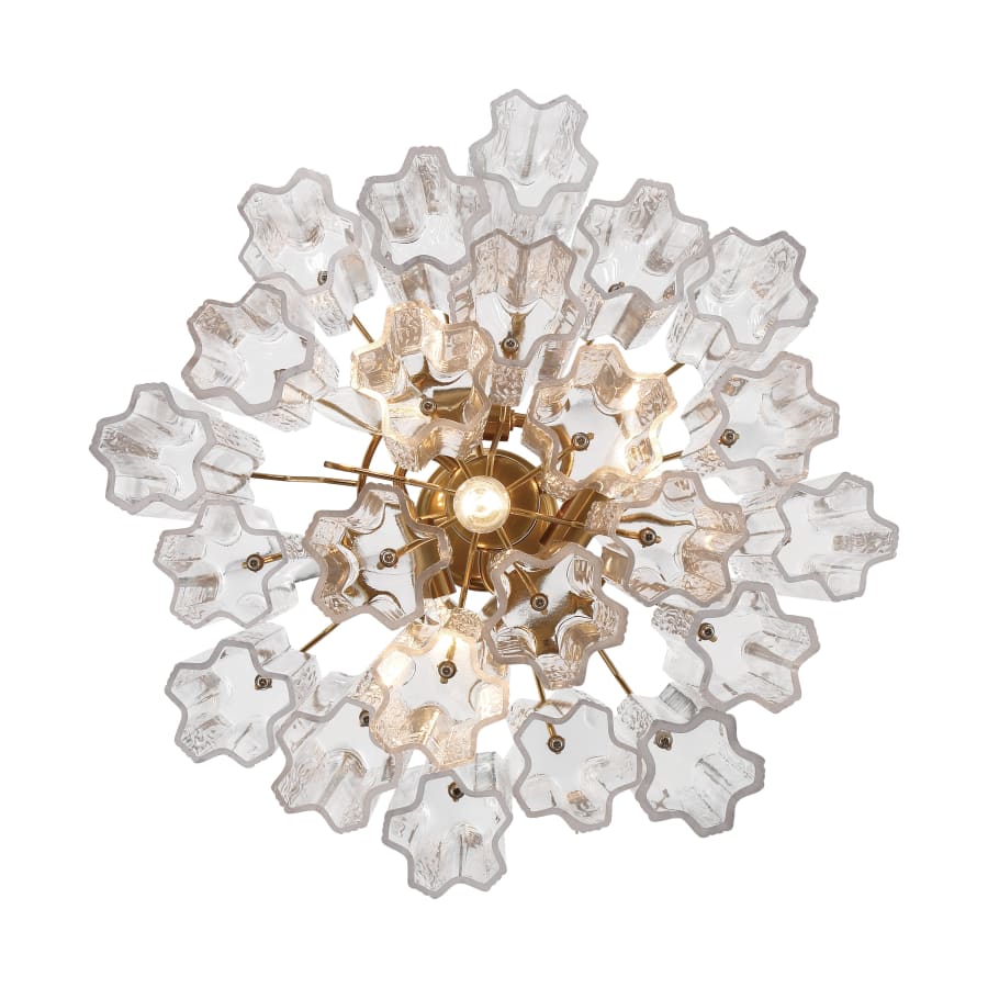 Addis 4 - Light 18in Waterfall Chandelier Clear Glass Aged Brass - Zelno Lighting