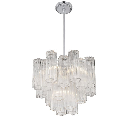 Addis 4 - Light 18in Waterfall Chandelier Clear Glass Aged Brass - Zelno Lighting