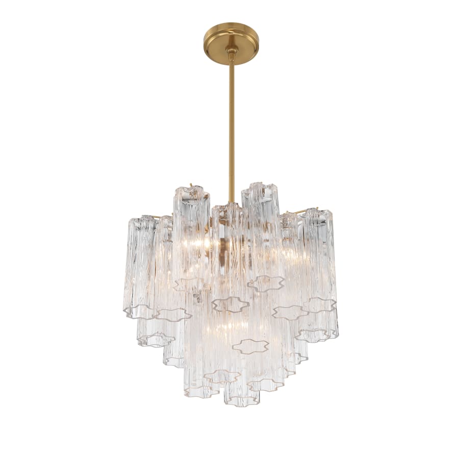 Addis 4 - Light 18in Waterfall Chandelier Clear Glass Aged Brass - Zelno Lighting