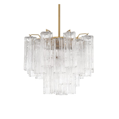 Addis 4 - Light 18in Waterfall Chandelier Clear Glass Aged Brass - Zelno Lighting
