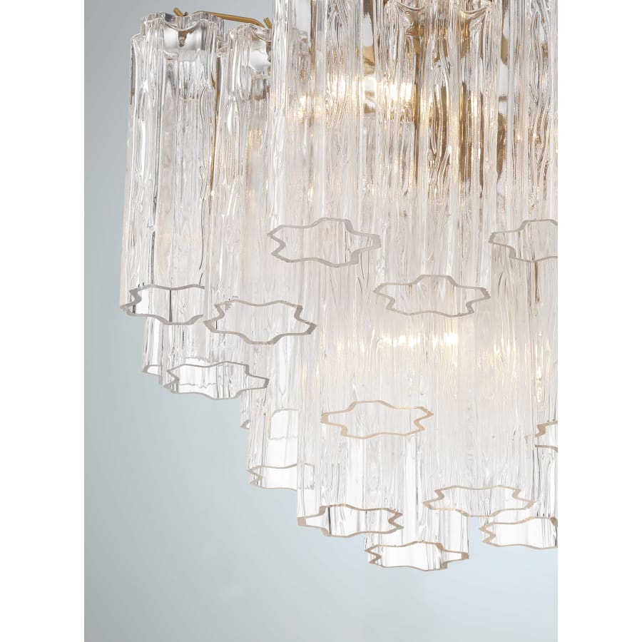 Addis 4 - Light 18in Waterfall Chandelier Clear Glass Aged Brass - Zelno Lighting