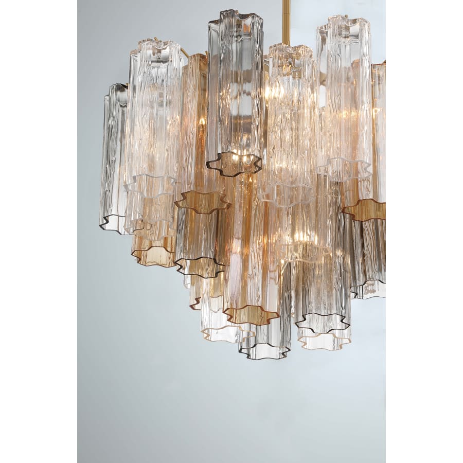 Addis 6 Light 20in Waterfall Chandelier Autumn Glass - Zelno Lighting