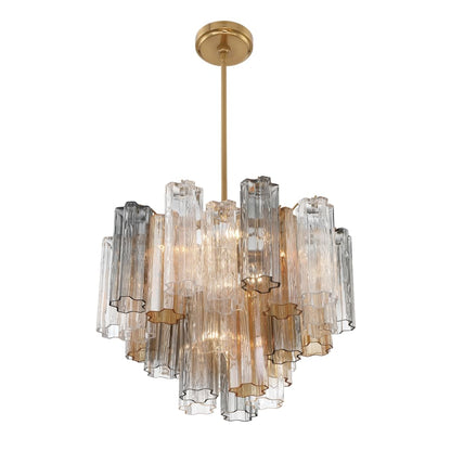 Addis 6 Light 20in Waterfall Chandelier Autumn Glass - Zelno Lighting