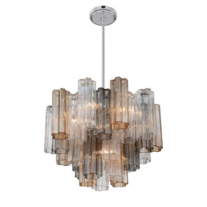 Addis 6 Light 20in Waterfall Chandelier Autumn Glass - Zelno Lighting