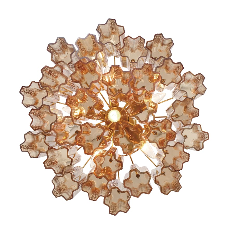 Addis 6 Light Waterfall Chandelier Aged Brass 20in Amber - Zelno Lighting