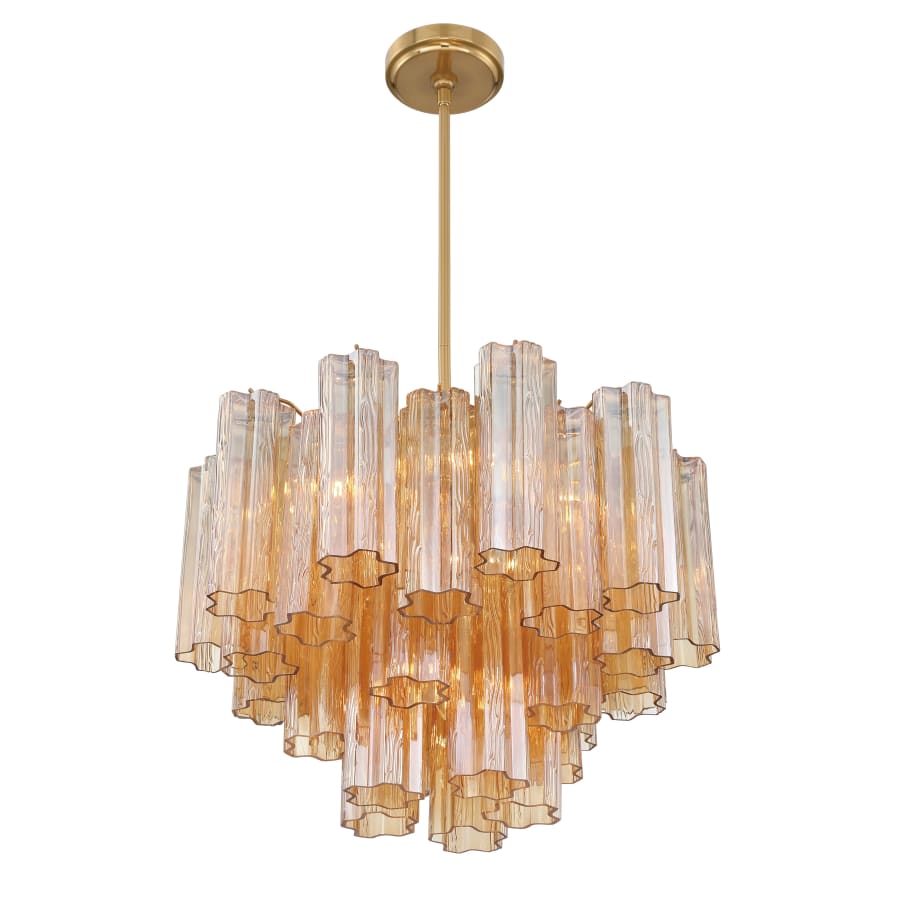 Addis 6 Light Waterfall Chandelier Aged Brass 20in Amber - Zelno Lighting