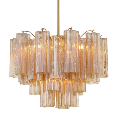 Addis 6 Light Waterfall Chandelier Aged Brass 20in Amber - Zelno Lighting