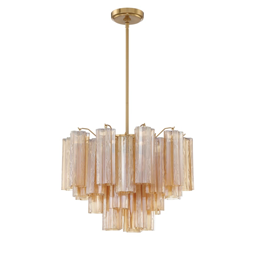 Addis 6 Light Waterfall Chandelier Aged Brass 20in Amber - Zelno Lighting