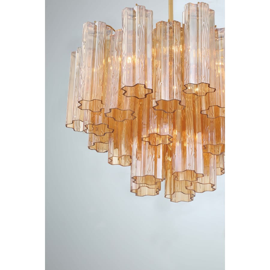 Addis 6 Light Waterfall Chandelier Aged Brass 20in Amber - Zelno Lighting