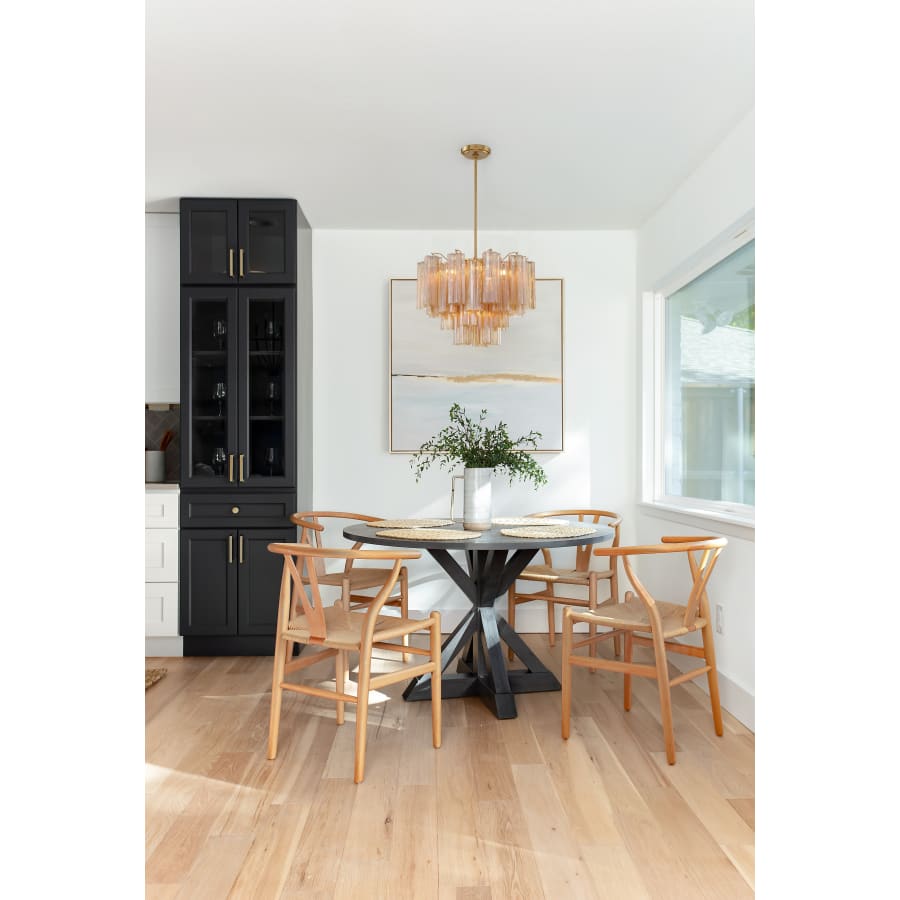 Addis 6 Light Waterfall Chandelier Aged Brass 20in Amber - Zelno Lighting