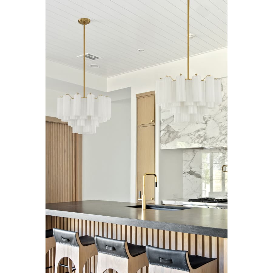 Addis 9 - Light 22 - Inch Waterfall Chandelier Aged Brass - Zelno Lighting