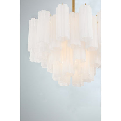 Addis 9 - Light 22 - Inch Waterfall Chandelier Aged Brass - Zelno Lighting