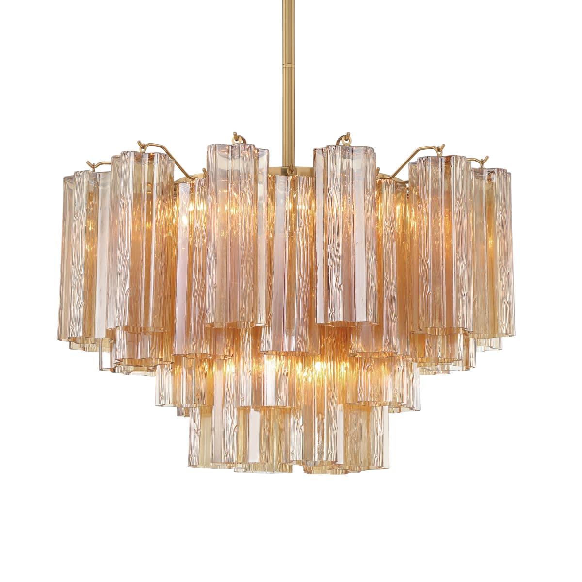 Addis 9 Light Waterfall Chandelier 22in Amber Glass - Zelno Lighting