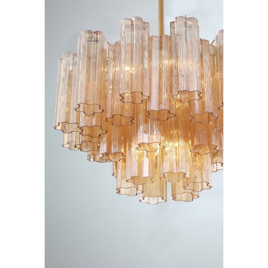 Addis 9 Light Waterfall Chandelier 22in Amber Glass - Zelno Lighting