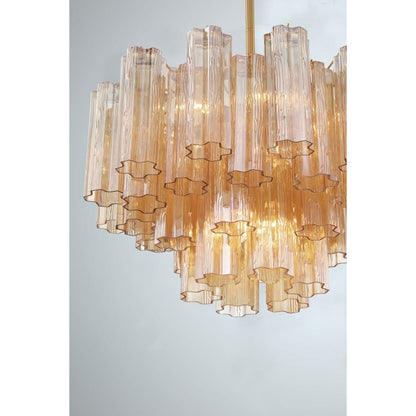 Addis 9 Light Waterfall Chandelier 22in Amber Glass - Zelno Lighting