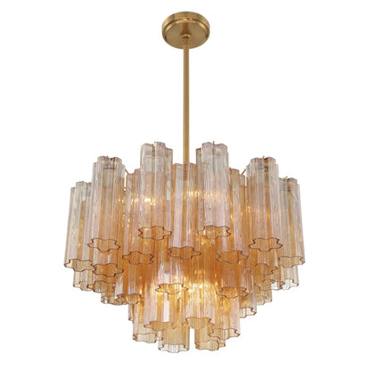 Addis 9 Light Waterfall Chandelier 22in Amber Glass - Zelno Lighting