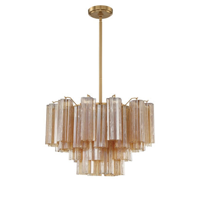 Addis 9 Light Waterfall Chandelier 22in Amber Glass - Zelno Lighting
