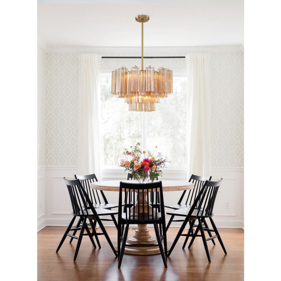 Addis 9 Light Waterfall Chandelier 22in Amber Glass - Zelno Lighting