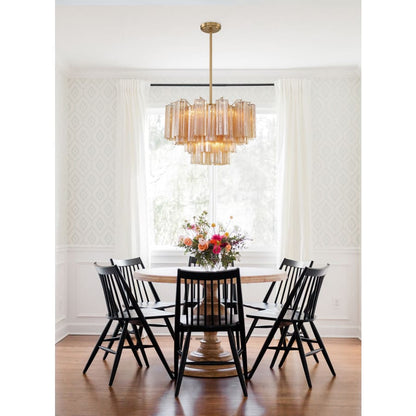 Addis 9 Light Waterfall Chandelier 22in Amber Glass - Zelno Lighting
