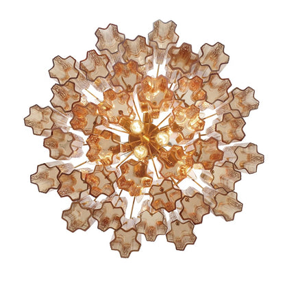 Addis 9 Light Waterfall Chandelier 22in Amber Glass - Zelno Lighting