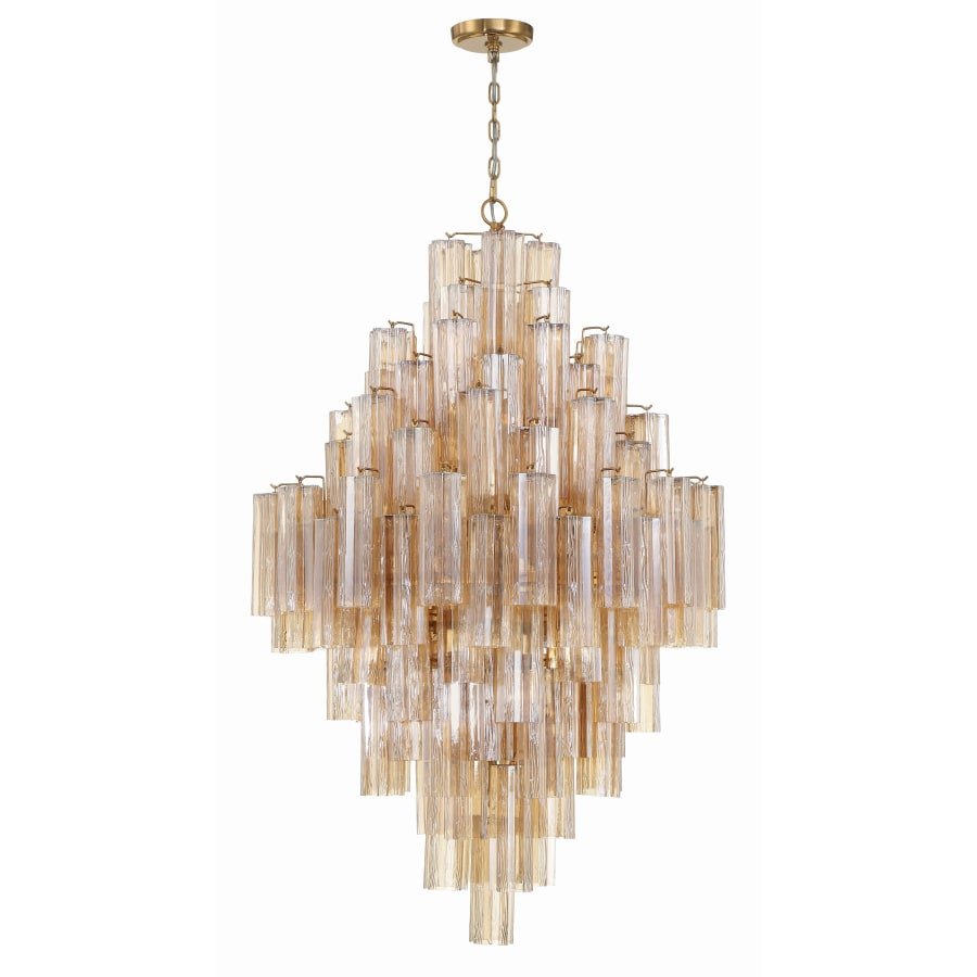 Addis Lighting Group Addis 20 Light 31in Crystal Waterfall Chandelier Aged Brass - Zelno Lighting