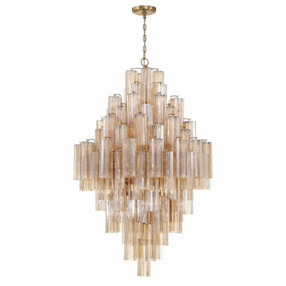 Addis Lighting Group Addis 20 Light 31in Crystal Waterfall Chandelier Aged Brass - Zelno Lighting