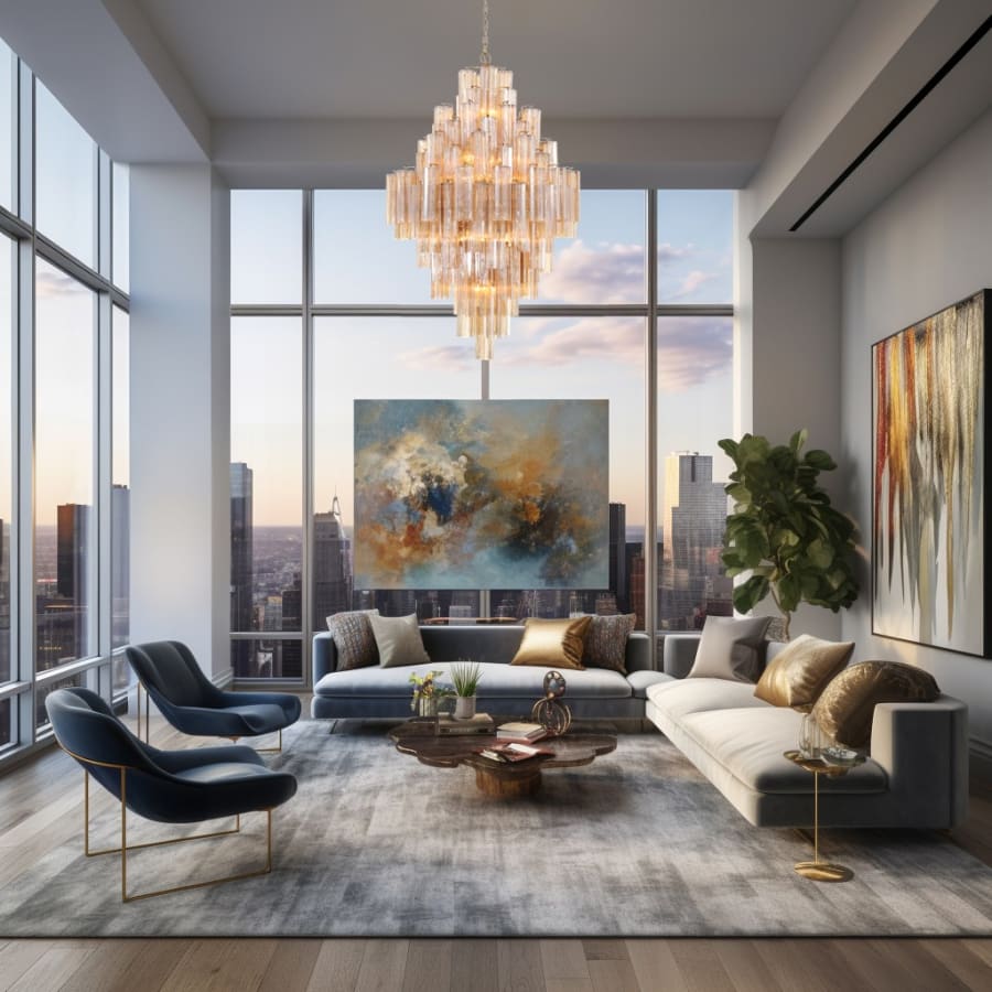 Addis Lighting Group Addis 20 Light 31in Crystal Waterfall Chandelier Aged Brass - Zelno Lighting