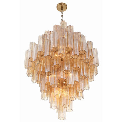 Addis Lighting Group Addis 20 Light 31in Crystal Waterfall Chandelier Aged Brass - Zelno Lighting