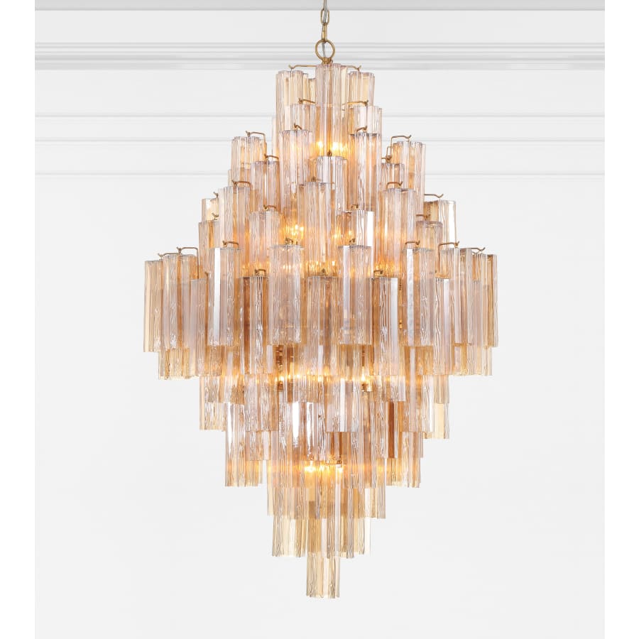 Addis Lighting Group Addis 20 Light 31in Crystal Waterfall Chandelier Aged Brass - Zelno Lighting