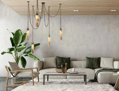 Alabaster Flint 5 Light LED Multi - Drop Pendant - Zelno Lighting