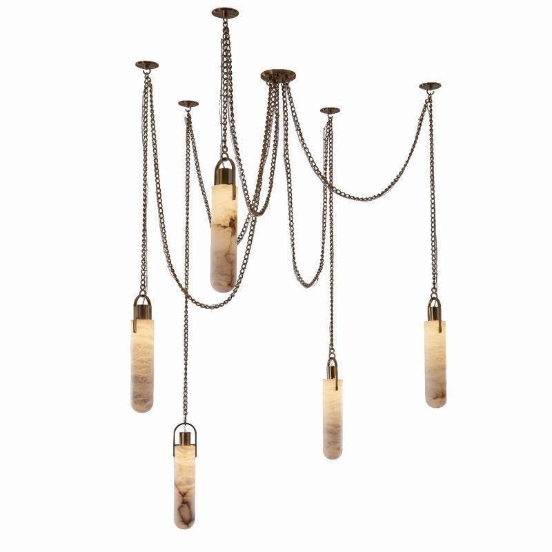 Alabaster Flint 5 Light LED Multi - Drop Pendant - Zelno Lighting
