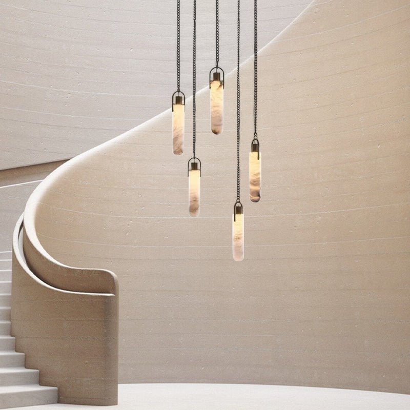 Alabaster Flint 5 Lights Cluster Round Chandelier - Zelno Lighting