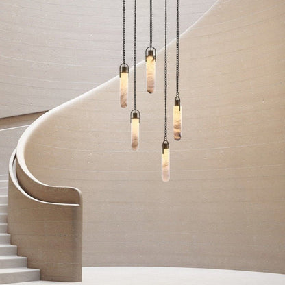 Alabaster Flint 5 Lights Cluster Round Chandelier - Zelno Lighting