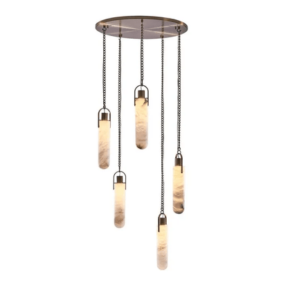 Alabaster Flint 5 Lights Cluster Round Chandelier - Zelno Lighting