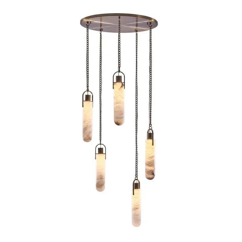 Alabaster Flint Additions Multi Light Pendant, Round Chandelier For staircase, Hallway - Zelno Lighting