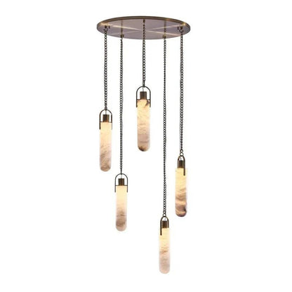 Alabaster Flint Additions Multi Light Pendant, Round Chandelier For staircase, Hallway - Zelno Lighting