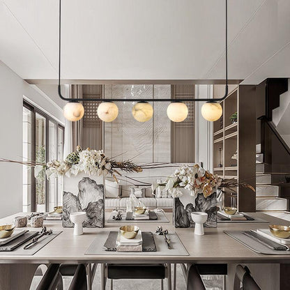 Alabaster Global Linear Pendant Chandelier - Zelno Lighting