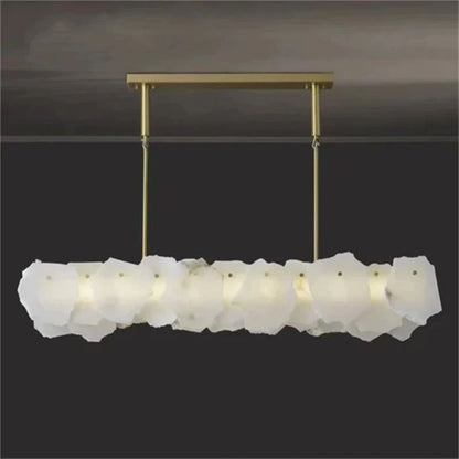 Alabaster Oval Chandelier with Rod, Dining Room Chandelier - Zelno Lighting
