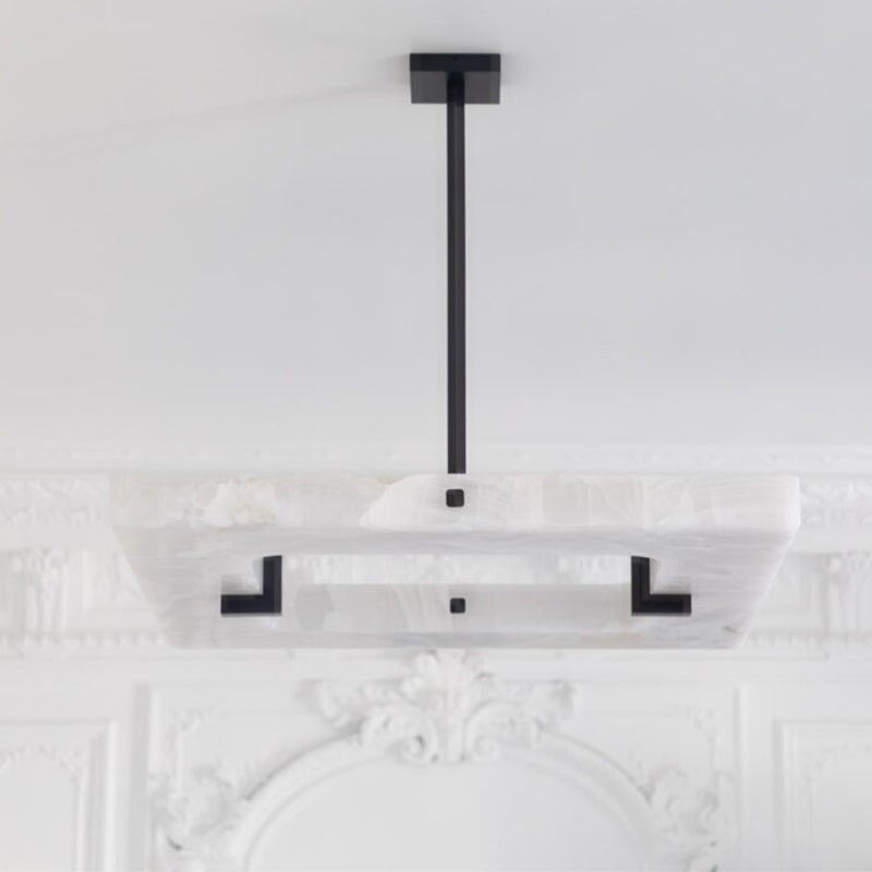 Amelia Square Alabaster Living Room Chandelier - Zelno Lighting