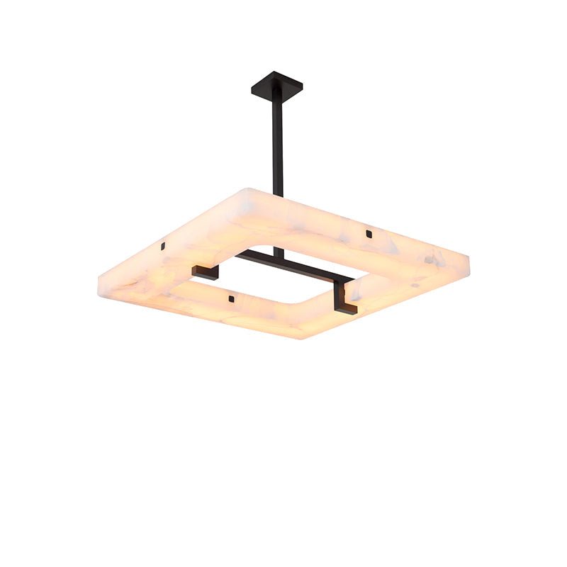 Amelia Square Alabaster Living Room Chandelier - Zelno Lighting