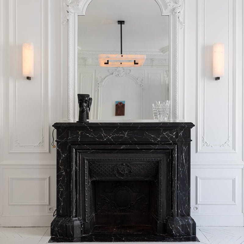 Amelia Square Alabaster Living Room Chandelier - Zelno Lighting