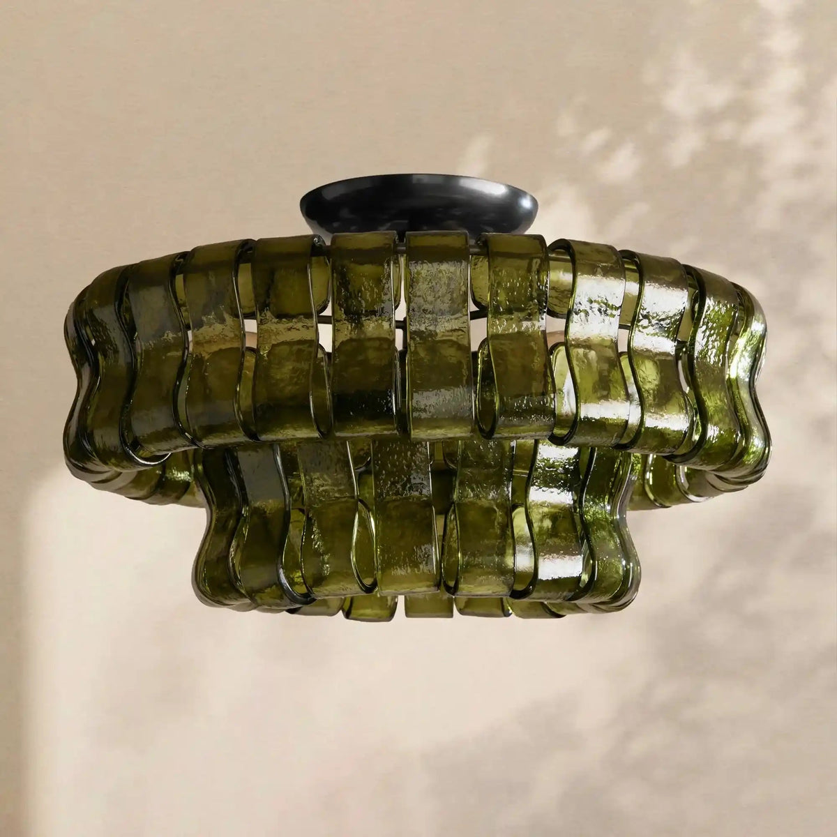 Amor 2 - Tier Ghiaccio Glass Round Flushmount 18" - Zelno Lighting