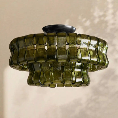 Amor 2 - Tier Ghiaccio Glass Round Flushmount 18" - Zelno Lighting